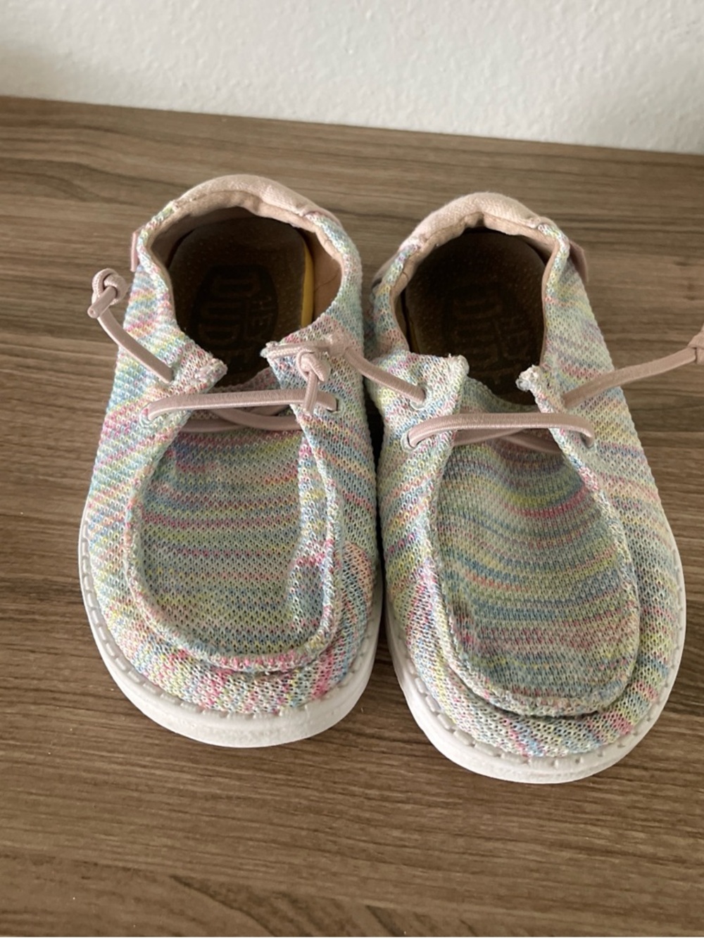 Hey Dude Kids Pastel Multicolor Slip-On Sneakers with Pink Accents